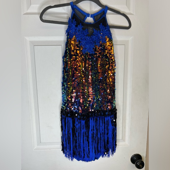 Weissman Oil Slick Sequin Fringed Dance Dress Costume NEW SIZE L/XL - Picture 10 of 11